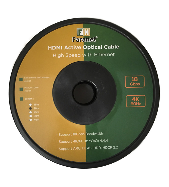 Fiber Optic Faranet HDMI v2.0 Active Cable 20M - pack